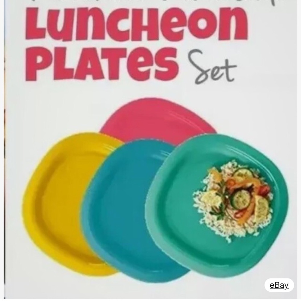 Tupperware Colorful Dinner Plates Set - Pink, Yellow, Teal, Turquoise